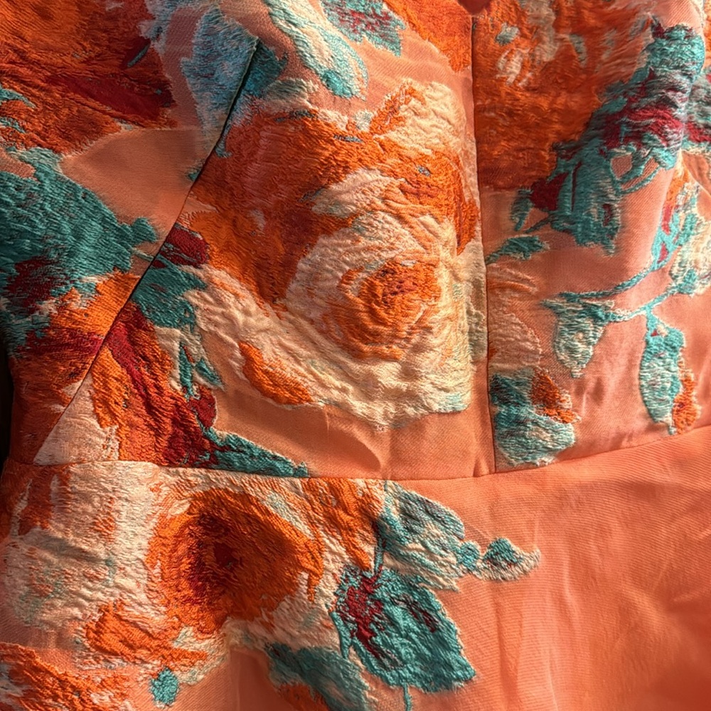 Lela Rose Coral Floral Off-Shoulder Midi Dress - Picture 3 of 11